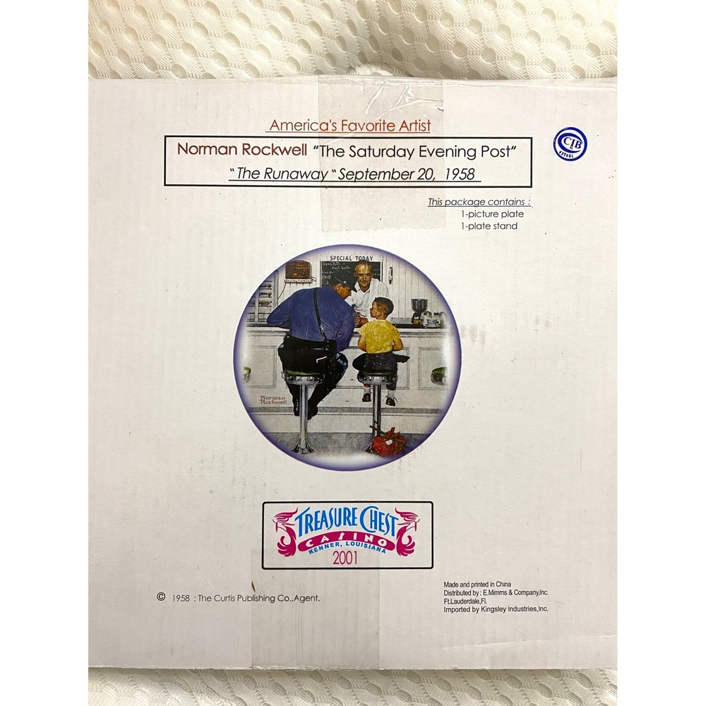 Norman Rockwell The Runaway Plate Treasure Chest Casino 2001 Saturday Evening Po